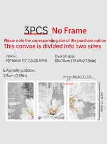 3入組花朵圖案無框畫 - 彩色 - 查看 15