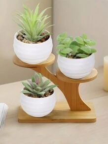 3pcs/Set Artificial Succulent Plants, Green Succulents With White And Black Pots, Decorative For Spring/Summer, Valentine's Day Gift, Artificial Plants, Potted Plants, PE Material, Tabletop Decor, Home Decor, Garden Decor, Dorm/Office Decor, Outdoor Events/Parties, Hotel/Restaurant/Bedroom/Wedding Decoration, Year-Round Decor, Green Decor Gifts Birthday Graduation