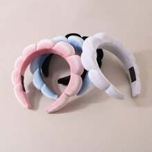 1pc Cloud Shaped Velvet Marshmallow Braided Headband, Wide Edge Hair Accessory For Face Washing, Bathing, Makeup, SPA, Exercise, Hair Styling, Hairband, Hair Hoop Headbands