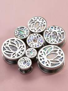 1 Coppia Di Orecchini Con Totem Di Benedizione E Motivo Lotus In Acciaio Inossidabile E Madreperla Colorata, Gioielli Per Il Corpo Unisex Adatti Per Uso Quotidiano E Come Regalo - Calibri per le orecchie - Visualizzare 4