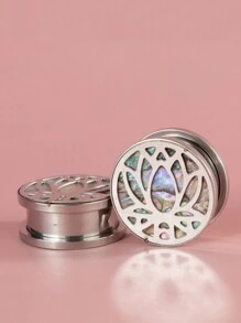 1 Coppia Di Orecchini Con Totem Di Benedizione E Motivo Lotus In Acciaio Inossidabile E Madreperla Colorata, Gioielli Per Il Corpo Unisex Adatti Per Uso Quotidiano E Come Regalo - Calibri per le orecchie - Visualizzare 1