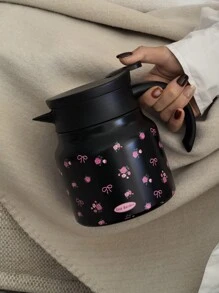 1 件 800 毫升玫瑰和蝴蝶结图案双层不锈钢保温咖啡/茶壶，适合办公室、餐厅、户外以及圣诞节、情人节、母亲节、返校节的礼物 - 彩色 - 查看 5