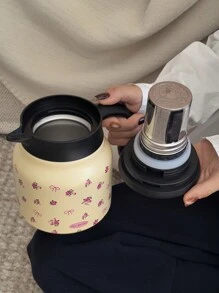 1 件 800 毫升玫瑰和蝴蝶结图案双层不锈钢保温咖啡/茶壶，适合办公室、餐厅、户外以及圣诞节、情人节、母亲节、返校节的礼物 - 彩色 - 查看 7