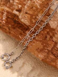 Stainless Steel Waterproof Anti-Fading Fashionable Retro Slingshot Hook Chain Bracelet, Suitable For Daily Wear By Women - Silver - View 9