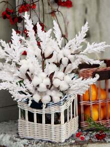 3 Stücke, Schilfrohr, 3 Köpfe, Flockung, Künstliche Pflanze, Künstliche Blume, Weiß, Polyesterfaser Material, PE Material, Heim Dekorationen, Garten Dekorationen, Studentenwohnheim Büro Dekorationen, Party Event Geburtstags Party Dekorationen, Valentinstag Dekorationen, Hotel Restaurant Wohnzimmer Schlafzimmer Hochzeit Bankett Küche Garten Dekorationen, Frühlings- und Sommer-Dekorationen - Verschiedenfarbig - Übersicht 4