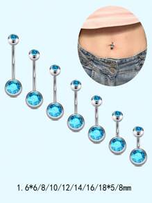 14G Bauchnabel Piercings aus Chirurgenstahl mit rundem kubischem Zirkonia, Nabel Barbell Stecker Körperpiercings für Frauen als Geburtstagsgeschenk, Bauchnabelpiercing für Frauen, Körperschmuck in Silber in den Längen 6mm, 8mm, 10mm, 12mm, 14mm, 16mm, 18mm