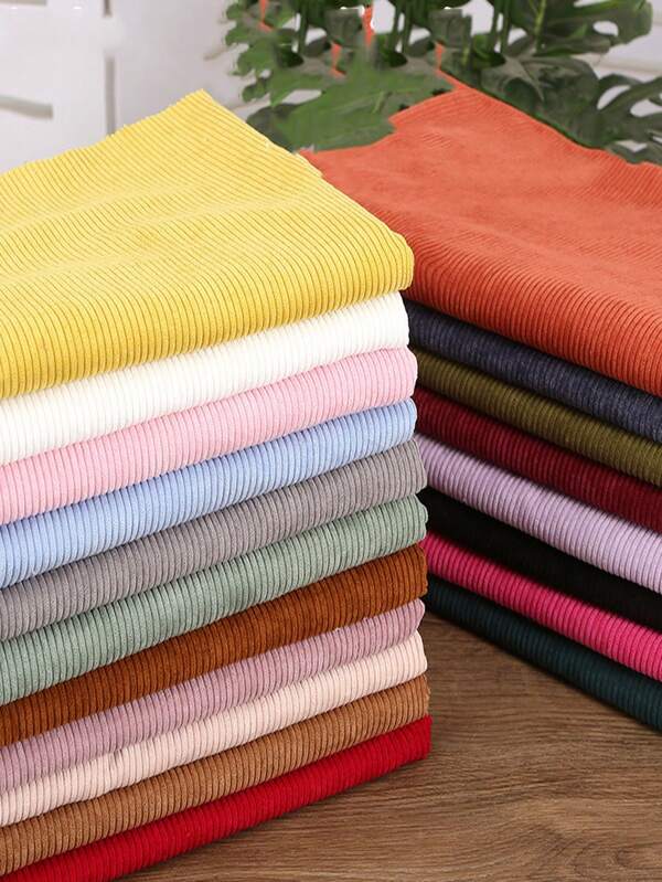 1pc Vintage Thick Corduroy Shirt, Solid Color Cotton Padded Jacket Fabric For Autumn/Winter