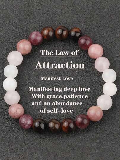 Fashionable Elegant Natural Stones Self Love Bracelet, Rose Quartz & Rhodonite Trust And Harmony, Self Worth, Bohemia Style Spiritual Jewelry For Women Men, Mother's Day Gift