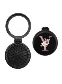 1 件迷你粉色花卉美学图案 26 个字母镜面梳，非常适合作为礼物送给母亲、伴娘、老师、闺蜜和朋友，也是旅行和露营的必备品。圣诞新年专属小礼物。发梳、后梳、造型梳、卷发梳、边缘梳、发梳、梳子、发梳套装、梳子、卷发梳、解结梳、女士发梳、头发、旅行、美发产品、美发工具、美发用品、理发师、理发配件、理发店、美发设备 - 黑色 - 查看 29