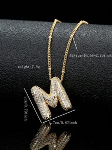 1 chiếc vòng cổ bằng đồng mạ vàng 18K thời trang có mặt dây chuyền 26 chữ cái, dành cho cả nam và nữ, phù hợp để đeo hàng ngày - Vàng - Xem 28