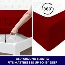 Egyptian Softness Ultra Soft Cooling 2200 Series Double-Brushed Deep Pocket Microfiber 6 Piece  Bed Sheets Set - Màu Đỏ Sâu - Xem 8