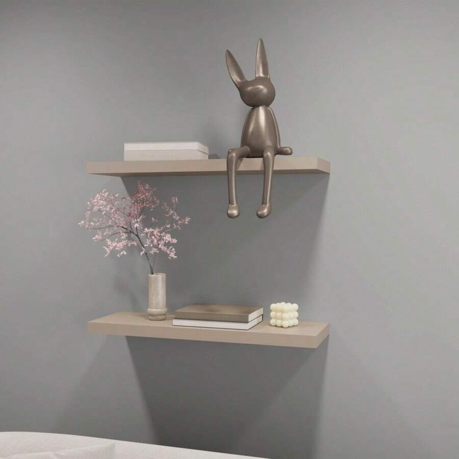Iva Floating Shelf In Melamine X2 Taupe