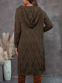 大码女装大码波西米亚风秋冬时尚复古长袖连帽长款毛衣开衫夹克、西式夹克外套