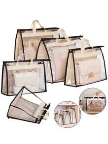 1pc Transparent Large Capacity Portable Storage Bag - High Quality Dust-Proof Hanging Bag, Saves Closet Space, Convenient For Storage And Organization, Each Bag Is Easy To Carry, Minimalist Transparent Handheld Storage Bag, Dust-Proof And Moisture-Proof Storage Bag, Multi-Functional Wardrobe Bag - Beige - View 8