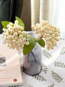 2/4pcs Artificial Berry Stem Fruit Pseudoplastic Berry Plant Holly Fruit Artificial Berry Stem Flower Spray Berry, Lifelike Green Berry With Stem Valentine's Day Simulation Flower, Used For Holly Christmas Holiday And Home Decoration DIY Berry Tree Trunk Home Kitchen Party Centerpiece Decoration Garland Decoration, Artificial Flower Plastic Back To School Room Decor School Supplies
