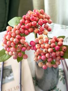 2/4pcs Artificial Berry Stem Fruit Pseudoplastic Berry Plant Holly Fruit Artificial Berry Stem Flower Spray Berry, Lifelike Green Berry With Stem Valentine's Day Simulation Flower, Used For Holly Christmas Holiday And Home Decoration DIY Berry Tree Trunk Home Kitchen Party Centerpiece Decoration Garland Decoration, Artificial Flower Plastic Back To School Room Decor School Supplies