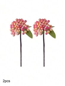 2/4pcs Artificial Berry Stem Fruit Pseudoplastic Berry Plant Holly Fruit Artificial Berry Stem Flower Spray Berry, Lifelike Green Berry With Stem Valentine's Day Simulation Flower, Used For Holly Christmas Holiday And Home Decoration DIY Berry Tree Trunk Home Kitchen Party Centerpiece Decoration Garland Decoration, Artificial Flower Plastic Back To School Room Decor School Supplies