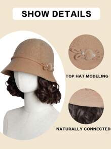 Bucket Hat Wig Synthetic Short Curly Hair With Hat Autumn And Winter Warm Mother Hat