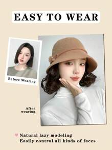 Bucket Hat Wig Synthetic Short Curly Hair With Hat Autumn And Winter Warm Mother Hat