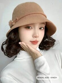 Bucket Hat Wig Synthetic Short Curly Hair With Hat Autumn And Winter Warm Mother Hat