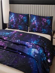1 Juego Cubrecama de Poliéster Estampado Galaxia Púrpura con 1 Funda Nórdica y 1/2 Fundas de Almohada - Multicolor - Ver 8