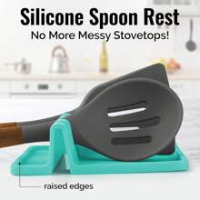 1PC Kitchen Silicone Utensil Rest With Drip Pad For Multiple Utensils, , Heat-Resistant Spoon Rest & Spoon Holder For Stove Top, Kitchen Utensil Holder For Ladles & Tongs