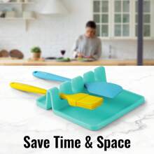 1PC Kitchen Silicone Utensil Rest With Drip Pad For Multiple Utensils, , Heat-Resistant Spoon Rest & Spoon Holder For Stove Top, Kitchen Utensil Holder For Ladles & Tongs