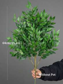 Kmitang Cây bạch đàn 42-64cm, lá liễu nhiệt đới, cành cây đa bằng nhựa, lá sung bằng lụa, trang trí nhà cửa, màu xanh lá cây, thích hợp cho nhà ở, văn phòng, sân vườn, ban công, không bao gồm chậu, 1 chiếc - màu xanh lá - Xem 15