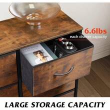 6 Drawer Dresser For Bedroom, Wood Double Dresser, Storage Tower With Wood Bins, Chest Of Drawers For Closet, Living Room, Hallway, Rustic Brown Wood Grain Print