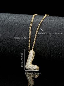 1 chiếc vòng cổ bằng đồng mạ vàng 18K thời trang có mặt dây chuyền 26 chữ cái, dành cho cả nam và nữ, phù hợp để đeo hàng ngày - Vàng - Xem 13