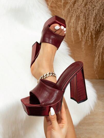 Damen Neue Sommer Mode Burgunder Highheels Sandalen, geeignet für Outdoor, Party und Lässig Anlässe, Damen Highheels