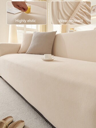 1 件装雪尼尔弹力四季通用沙发座垫套，简约防滑沙发套，全覆盖沙发毯，防尘防污，可机洗，适合宠物，适用于卧室、办公室、客厅