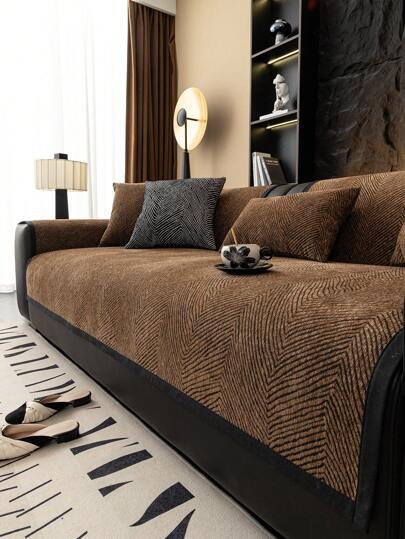 Capa de sofá com estampa de leopardo em chenille de 1 peça - macia, antiderrapante e adequada para animais de estimação para sofás e sofás combinados em formato de L (1/2/3/4 assentos) - disponível para todas as estações, lavável à máquina