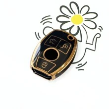 TPU 软质汽车遥控钥匙扣套，适用于梅赛德斯-奔驰 C 级 3 键智能钥匙、GLA200、G300、G350、GLE320、GL-Class、ML-Class、V-Class、Vito、Viano - 耐用且灵活的 TPU 保护，理想的礼物 - 均碼 - 查看 15