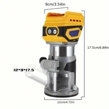 Cordless Compact Router, Brushless Handheld Router, For DeWalt 20V MAX Battery (Tool Only) 28, 000RPM 1300W, With Fixed Base, 5 Speeds, Edge And Roller Guide, Dust Cover - Yellow - View 2