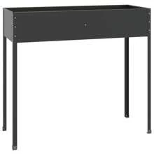 Stylish Anthracite Galvanized Steel Garden Planters Set Of Two Durable Outdoor Flower Pots - Black - View 4