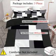3pcs Black, White And Grey Plaid Pattern Duvet Cover Set (1*Duvet Cover + 2*Pillowcases,Without Core), Fashionable Pattern Bedding Room Decoration, Soft And Comfortable Bedding Set - Multicolor - View 7