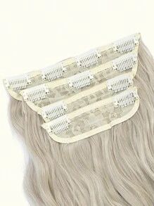 16inch 20inch Hair Extensions Clip In 4PCS Wavy Hair Extension Pearl Blonde Hair Extensions For Women - Platinum - 查看 4