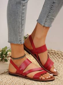 European & American Style Summer Fashion Casual Comfort Women Flat Sandals, Round Toe Low Heel Beach Shoes