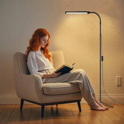 1PC Gooseneck Led Floor Lamp, Adjustable Color Temperature And Dimmable, Suitable For Reading In Living Rooms, Bedrooms, And Offices, Multipurpose Lighting For Eyelash Extensions, Eyelash Extensions, Makeup, And Skincare