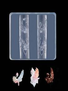klimonla 1 Pieza Molde de alivio para uñas, Molde de tallado de silicona, Flor de hielo, Rosa, Mariposa congelada, Decoración tridimensional para uñas DIY