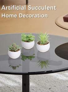 3pcs/Set Artificial Succulent Plants, Green Succulents With White And Black Pots, Decorative For Spring/Summer, Valentine's Day Gift, Artificial Plants, Potted Plants, PE Material, Tabletop Decor, Home Decor, Garden Decor, Dorm/Office Decor, Outdoor Events/Parties, Hotel/Restaurant/Bedroom/Wedding Decoration, Year-Round Decor, Green Decor Gifts Birthday Graduation