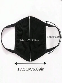 2pcs Black Fashion Face Mask, Unisex Comfortable Breathable Dust-Proof Anti-Cold Anti-Haze Mask, Suitable For Riding, Washable, Adult Mask For Hip Hop Style - Black - View 7