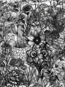 SCXXBSW 50pcs Black And White Plant Cartoon Graffiti Stickers Decorative Water Cups Notebook Luggage Double Transparent Waterproof Stickers - Multicolor - View 2