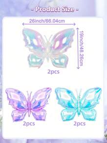 6 piezas de Globos de mariposa iridiscentes de 26", disponibles en múltiples colores - Transparente colorido, Morado soñador, Azul hielo, ideal para regalo, boda, cumpleaños, decoraciones de fiesta, fiesta temática de mariposas, decoración de fiesta de verano al aire libre, se puede combinar con arco de globos, globo de mariposa rosa, globo de mariposa iridiscente transparente de vuelta a la escuela Día de San Valentín