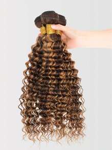 Human Hair Honey Blonde Highlight Loose Deep Wave Bundles Human Hair 12A Ombre Brown Deep Wave Single Bundles Human Hair Thick Tracks Weave Curly Bundles 4/27 Remy Sew In Bundles - Highlight & Piano - View 6