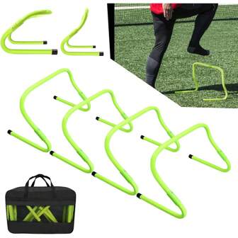 YARDIN Ostacoli Set di 6 allenamenti per velocità e agilità Accessori per allenamento per calcio regolabili in altezza Set di ostacoli Set per allenamento Multi-Sport Ausilio per l'allenamento per la coordinazione dei salti, Verde