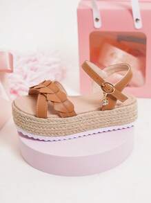 2025 New Cute And Fashionable Heart Design Breathable Rope Thick Sole Casual Sandals For Girls, Suitable For Vacation And Travel - Brown - View 6