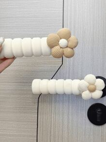 Floral Door Handle Bumper Cover, Soft Warm Protective Sleeve, Universal Anti-Static Door Lock Cover, Fabric Door Handle Protector, Noise Insulation, Anti-Collision, Reusable For Home, Office, School, Travel, Bags, Organizers, Storage