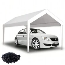Durable Waterproof UV Protected Canopy Cover For 12x20ft Carport With 76 Elastic Buckles - Frame Not Included - Grey